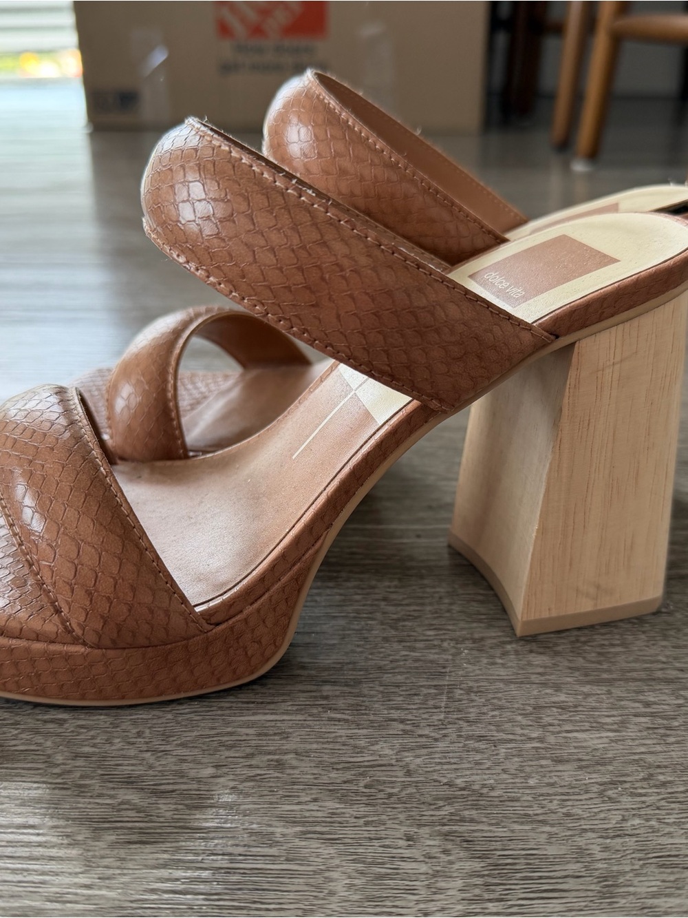 Dolce Vita Brown Platform Block Heel Slide Sandals